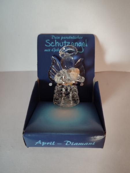 Glass angel with birthstone - April